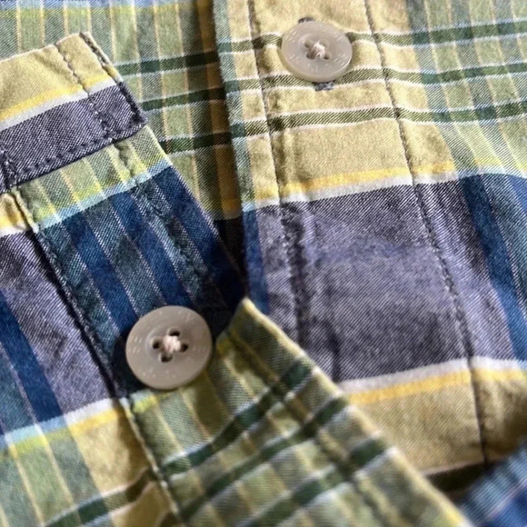 North Face 100% Cotton A5 Series Plaid Button Down Shirt Large Blue Green Camp - Picture 16 of 17